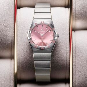 Omega Authentic Pink Constellation Watch Jewelry White Gold Sapphire Crystal
